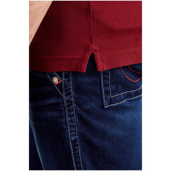 True Religion Men's Crafted With Pride Short Sleeve Polo Shirt in Burgundy - Picture 6 of 6